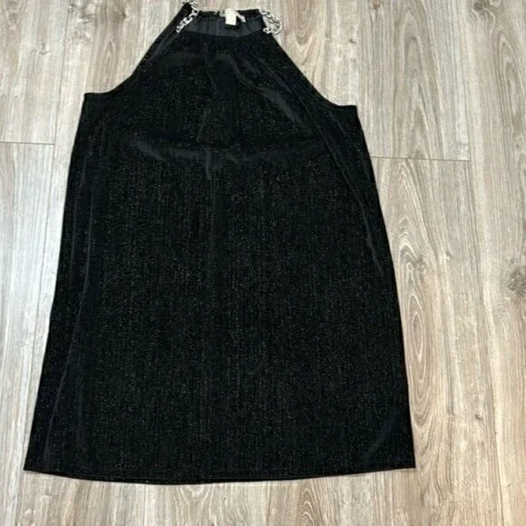 Michael Kors black velvet metallic sheath dress size large