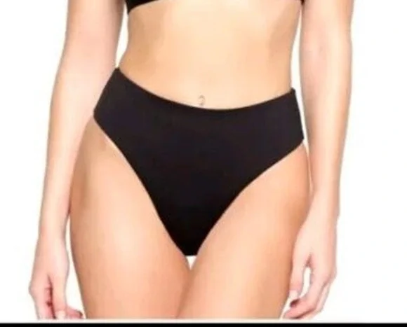 Nwt SKIMS Onyx Recycled Swim Mid Waist Bottom Sz S