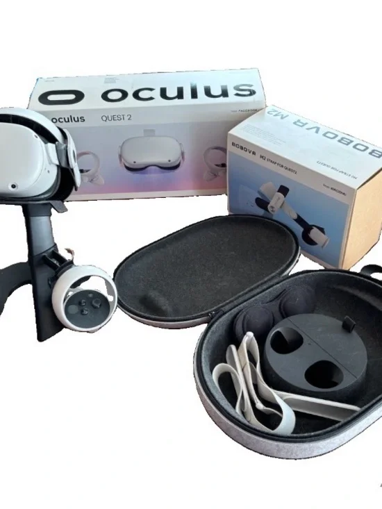 Meta Oculus Quest 2 Bundle - 64gb, Bobo VR Strap - Stand - Carrying Case