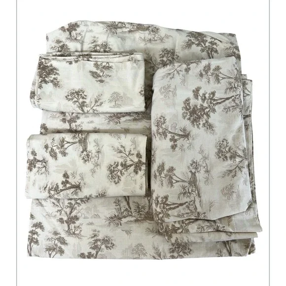 Vintage Wamsutta‎ Sz King Beige Floral Sheet Set Cotton / Polyester Y2K Made USA