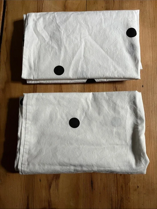 Set/2 KATE SPADE *Standard* Black and White Polka Dot Pillow Cases Covers