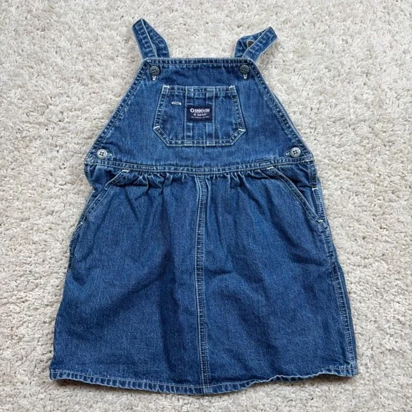 OshKosh‎ B'gosh Kids Denim Overalls Dress Classic Blue Jean Size 4