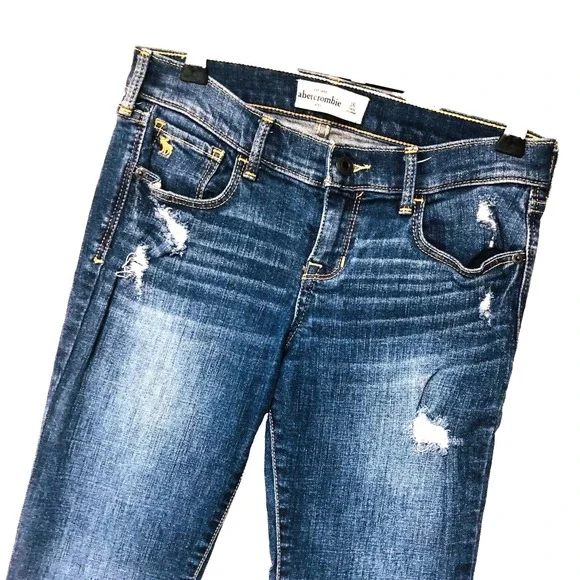 Abercrombie Kids Jeans Girls 16‎ Distressed Med Wash 27 x 31 Youth
