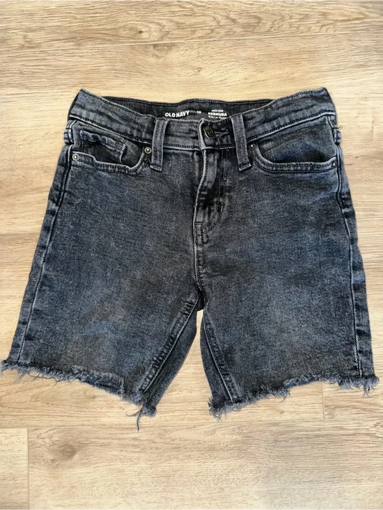 Old Navy Black Washed Denim Frayed-Hem Shorts