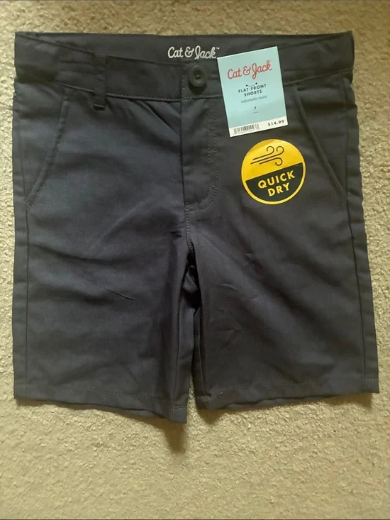 Cat & Jack Navy Boys' Quick-Dry Flat-Front Shorts