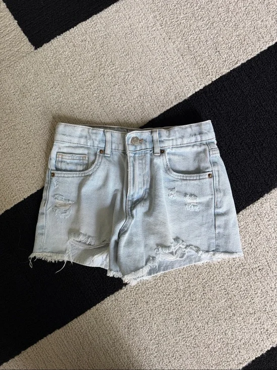 Zara Girls Ripped Denim Shorts