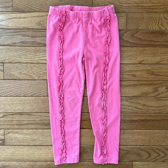 💞 CHICK PEA girls leggings size 4T pink VGUC ruffles hot pink