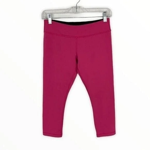Ivivva Capri‎ Leggings 14 Pink Cropped Stretchy Workout Athleisure Girls