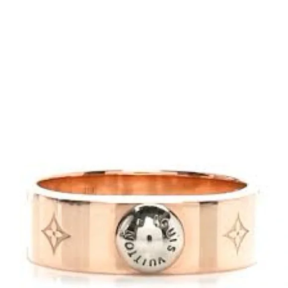 Louis Vuitton Rose  Gold Nanogram Ring Sz 6.5