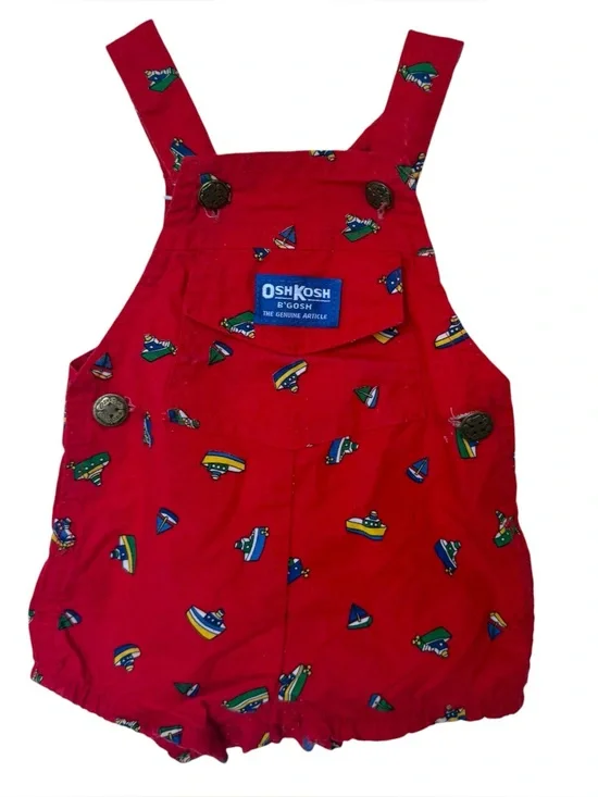 Vintage Oshkosh Vestbak Red Boat Overalls One Piece 6/9 Months