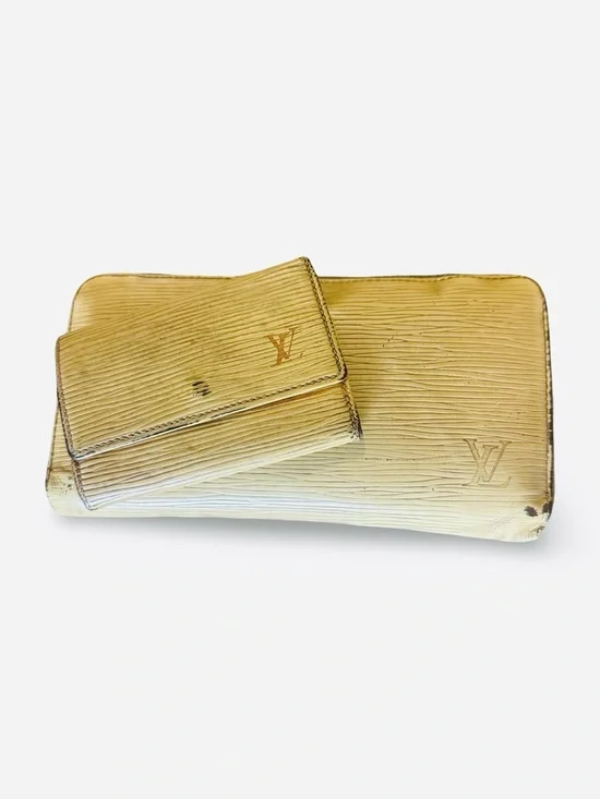 Louis Vuitton Set Epi Leather 💛 Yellow/Purple Zipper Wallet & Key Wallet Set