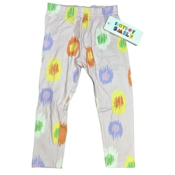 NEW Dot Dot Smile Pink Multicolor Leggings 2T