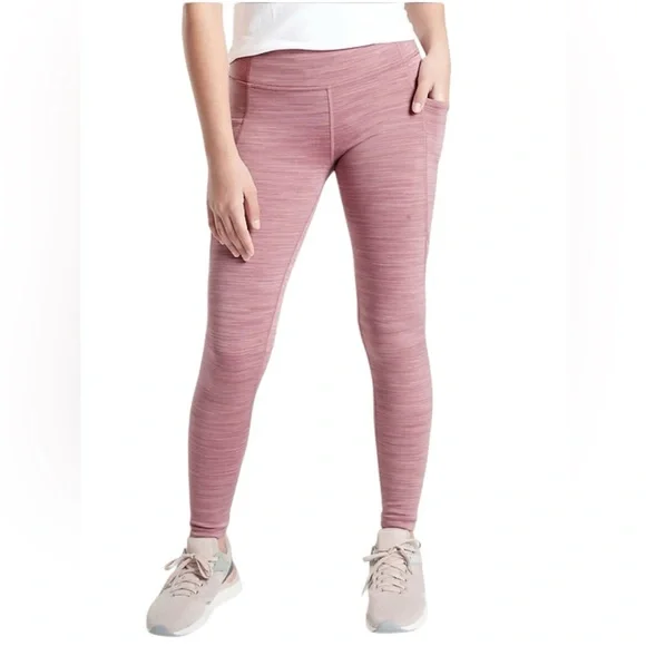 Athleta Girl's Stash Your Treasures Spacedye Tight Leggings‎ Mauve Size XL 14