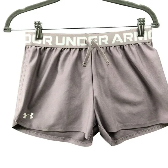 Under Armour Youth Girls L‎ (14-16) Play Up Shorts Gray Active Running Gym Loose