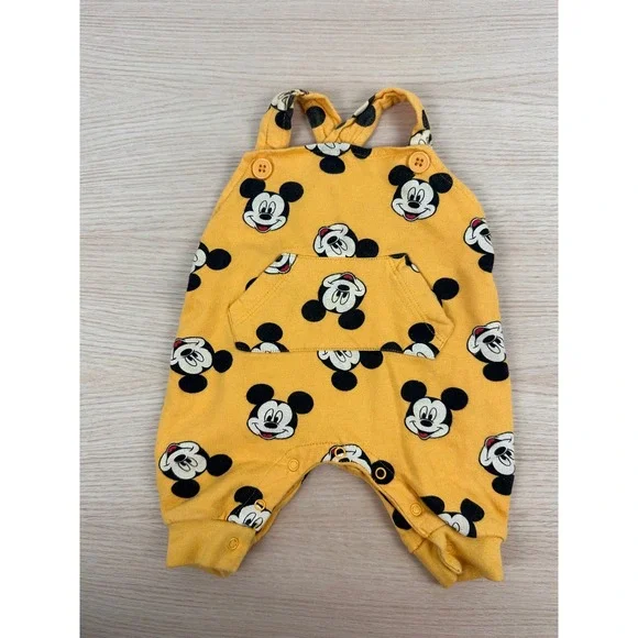 Disney Baby Mickey Mouse Yellow‎ Overalls Romper Infant 0-3 Months