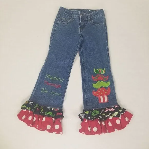 Faded Glory Adjustable‎ Waist Custom Holiday Denim Jeans Size 5