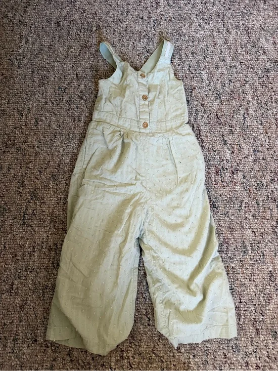Rachel Zoe Light Sage Green Toddler Jumpsuit with Glitter Trim