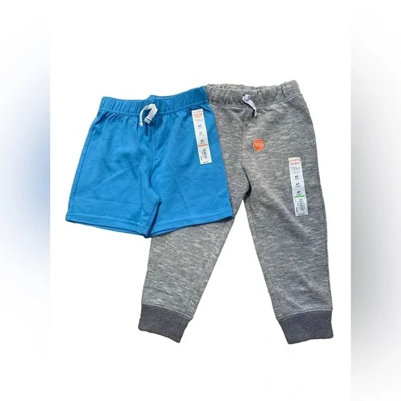 Jumping Beans NWT Size 4T Blue Shorts and Grey Joggers Sweatpants Bundle