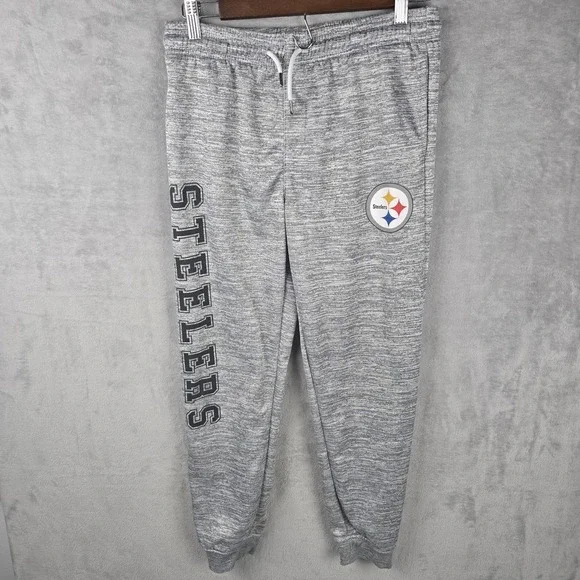 NFL Team Apparel Pittsburgh Steelers Kids Grey Space Dye Joggers‎ Size 18-20