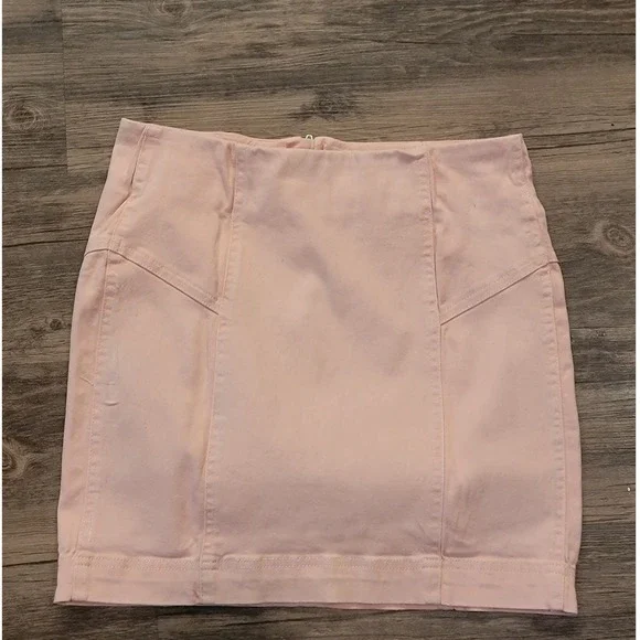 Chelsea &‎ Violet Girls Pink Denim Mini Skirt Size L Zip Back Cotton Blend