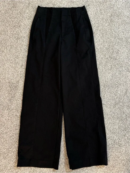Alo High-Waist On Point Moto Trouser Women's Size S Black Wide Leg Pants
