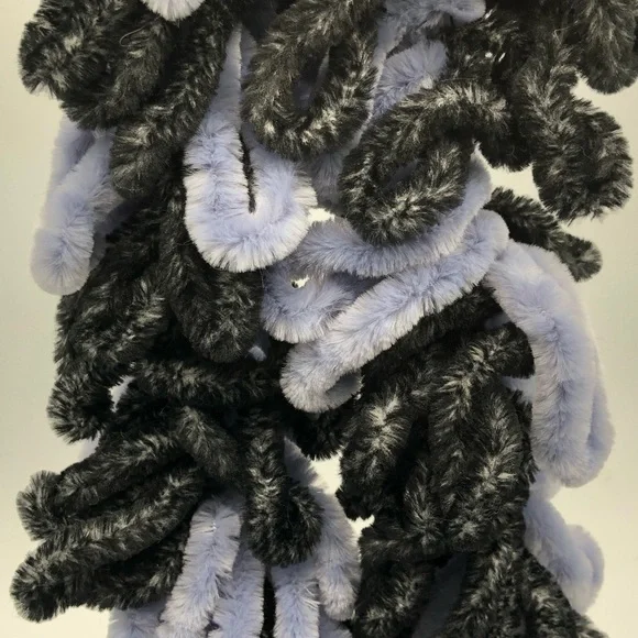 Whimsical Boucle-style‎ Loop Knit Scarf Blue Black
