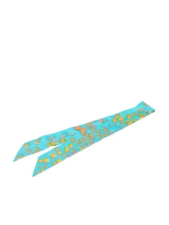 Hermes Twilly Rencontre Oceane Atlantic Encounters Scarf Blue Multicolor Silk
