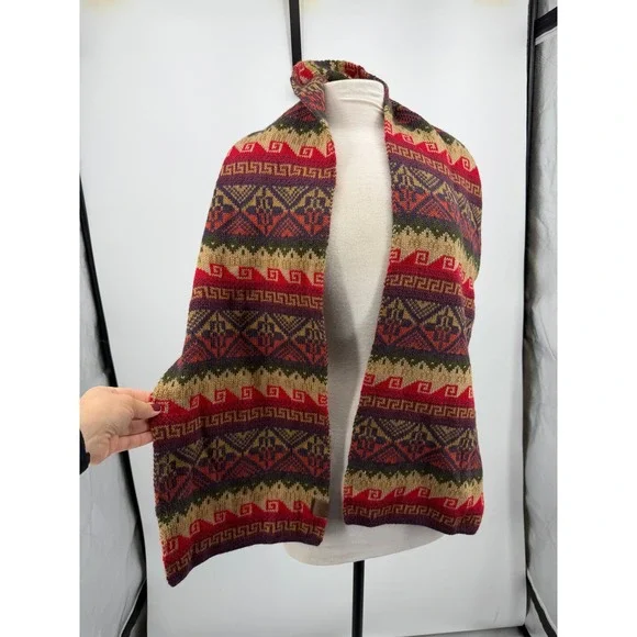 SanYork Fair Trade Scarf Womens OS Multi 100% Alpaca Knit Geometric Peru