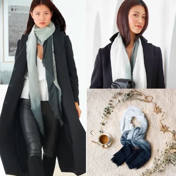 (B47) Cushnie Grey Horizon Ombre Scarf Wrap, Brand New In Manufacturer Packaging