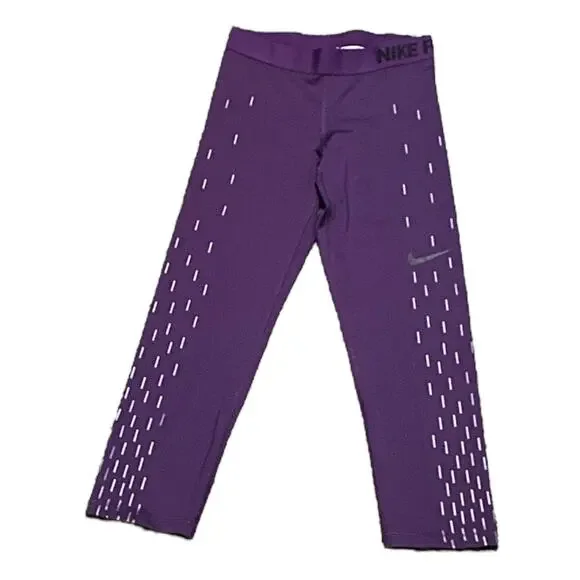 Nike Pro Dri-Fit Cropped Leggings Purple Small