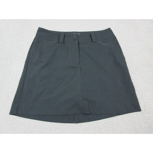 Nike Skort Womens 4 Black Logo Golf Athletic Dri‎ Fit Lightweight Ladies 30x16