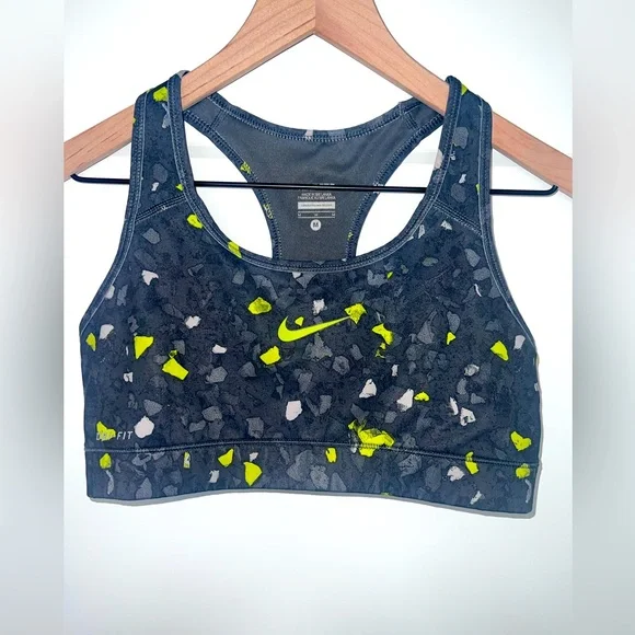 NIKE pro dri-fit grey and neon, green sports bra, size medium