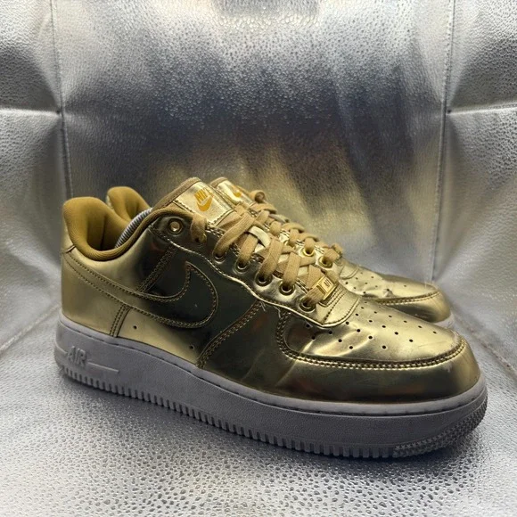 Size 11 Nike Air Force 1 SP‎ Liquid Metal-Gold Womens Athletic Shoes CQ6566-700