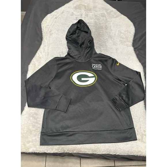 Green‎ Bay Packers Women's  Nike Crucial Catch Hoodie Size 2XL Cancer Awareness