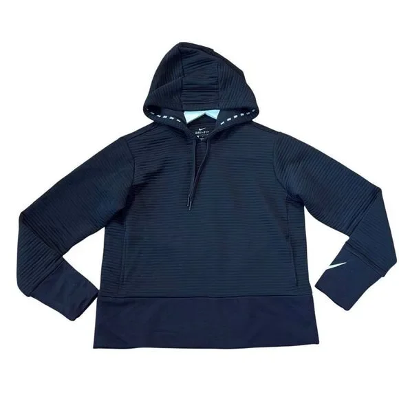 Nike black ribbed cropped hoodie sweater small