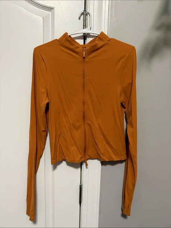 Nike- Women's Long-Sleeve Zip Front Top - Rust Orange