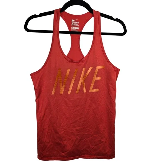 Nike Dri Fit‎ Athletic Cut Red Tank Top Women's Size Medium Running Workout