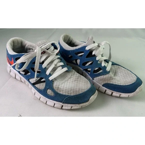 NIKE‎ Womens FREE RUN 2 Sneakers DV2221-100 White Blue US Size 7.5 EUC