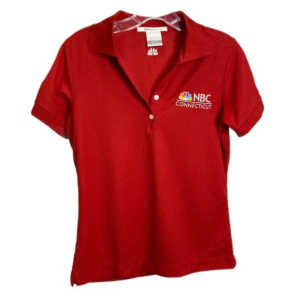 Nike Golf Women's Polo Shirt Dri-Fit Red Short Sleeve NBC Connecticut‎ Logo Sz S