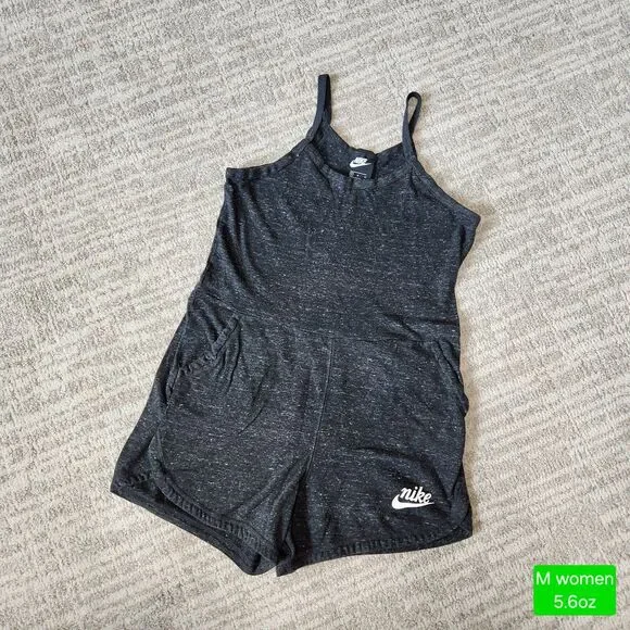 Nike Women's NSW Gym Vintage Romper heathered black size M