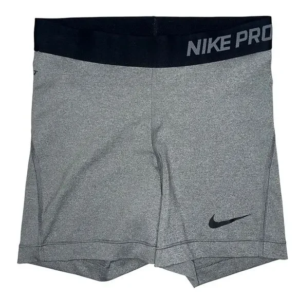 Nike Pro Bash Grey Black 4.5” Compression Spandex Shorts Size XS