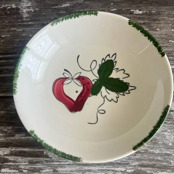 Blue Ridge Southern Pottery Decorative Strawberry Sundae Shallow‎ Bowl Vintage