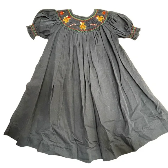 Mi Corazoncito Smocked Dress 18M Navy‎ Blue Christmas Characters Candy Cane