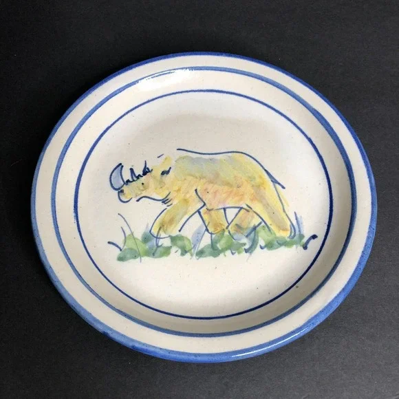 Zimbabwe RHINO Plate Hand Painted 8