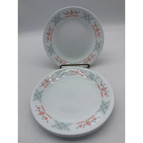 Dutch Lattice Corelle‎  Orange Tulips Gray-Green Lattice Bread plate