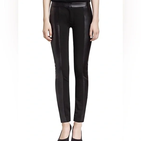 Tory Burch‎ Mabely Pants Faux Leather Side Sz Medium