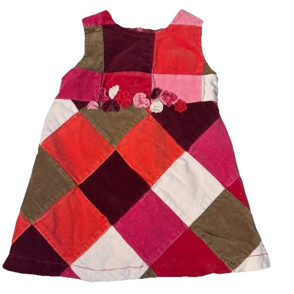 Baby Corduroy Patchwork‎ Dress Colorful Mod Size 6-9 months