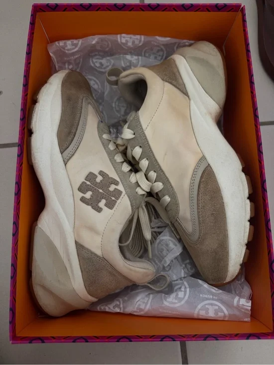 Tory Burch Women’s Cream & Taupe Platform Sneakers