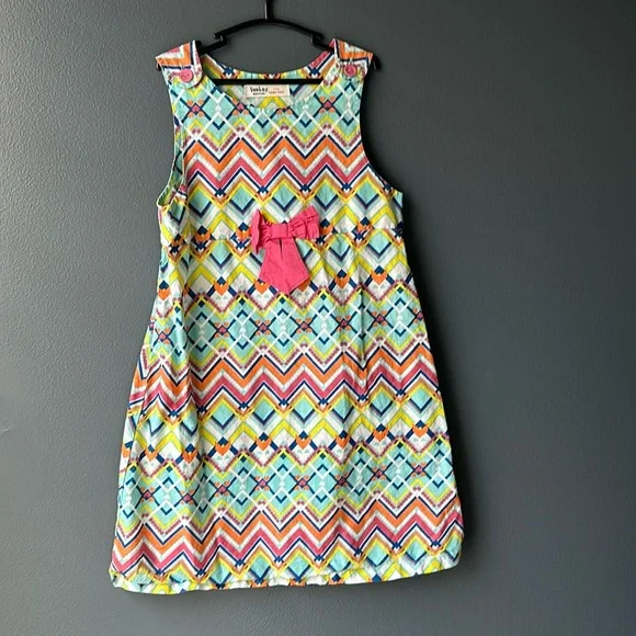💞 BEEBAY Girls dress size 7 dress pink yellow white pattern spring summer dress