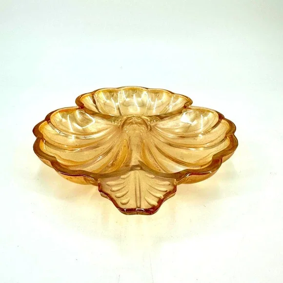 Vintage Jeannette Carnival Glass Hibiscus Island Candy Nut‎ Dish 6